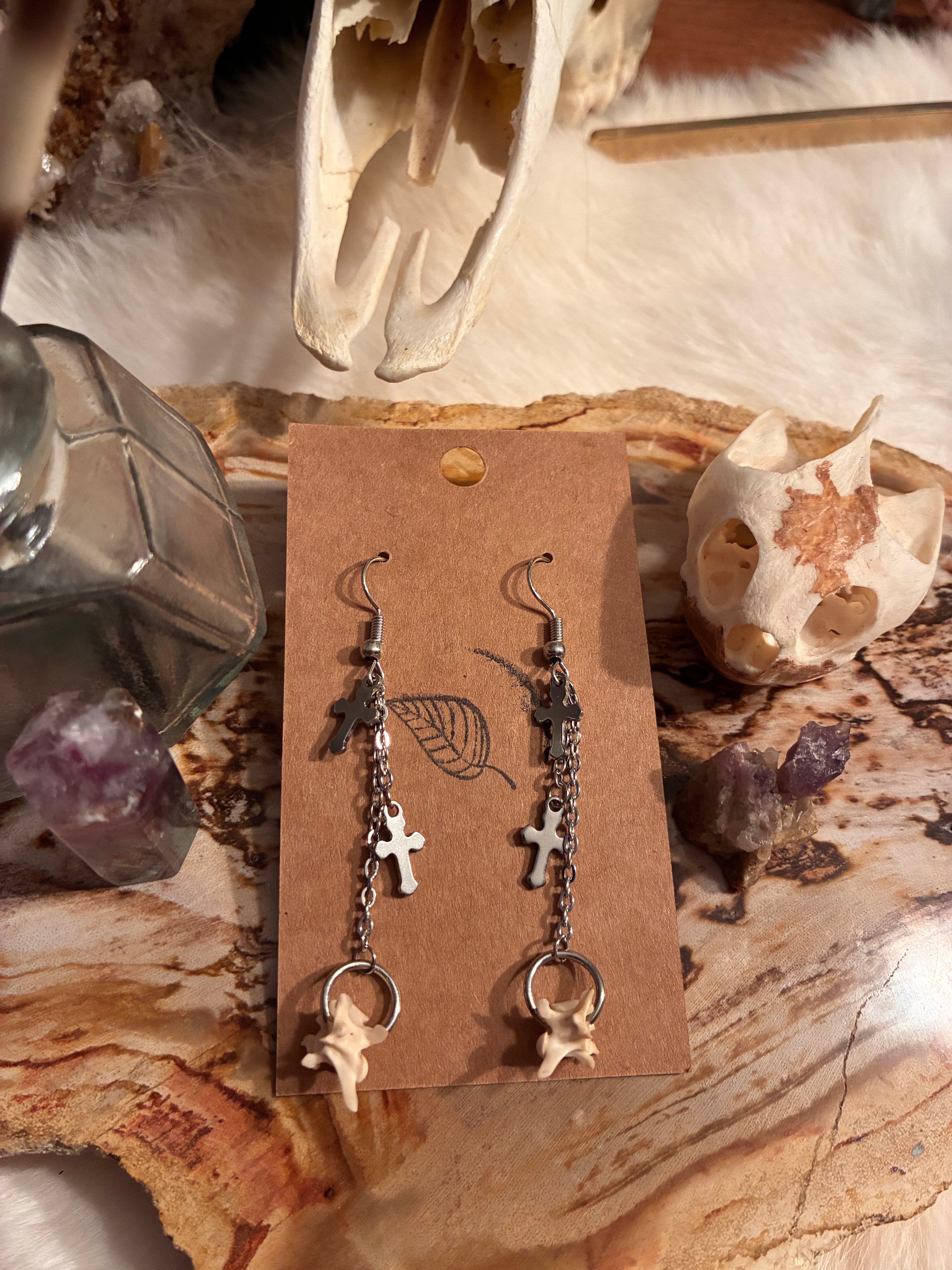 Rattlesnake Cross Earrings